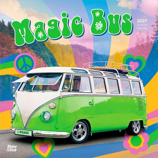 Motor Club; Magic Bus | 2027 12 x 24 Inch (Hanging) Monthly Square Wall Calendar | Plastic-Free; Category:Wall Calendars; Image:1